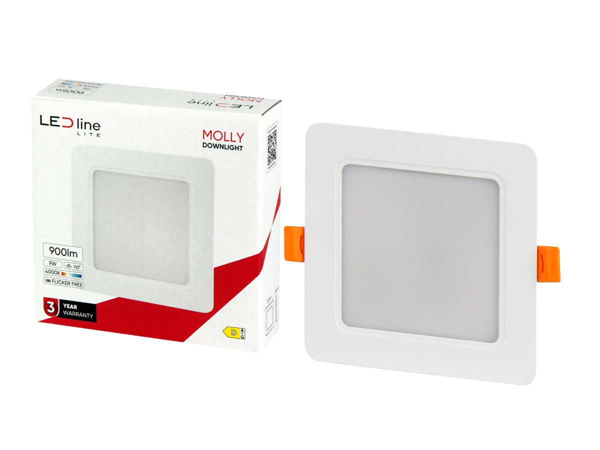 Downlight MOLLY 4000K 9W 900lm vierkant IP20 Wit LITE