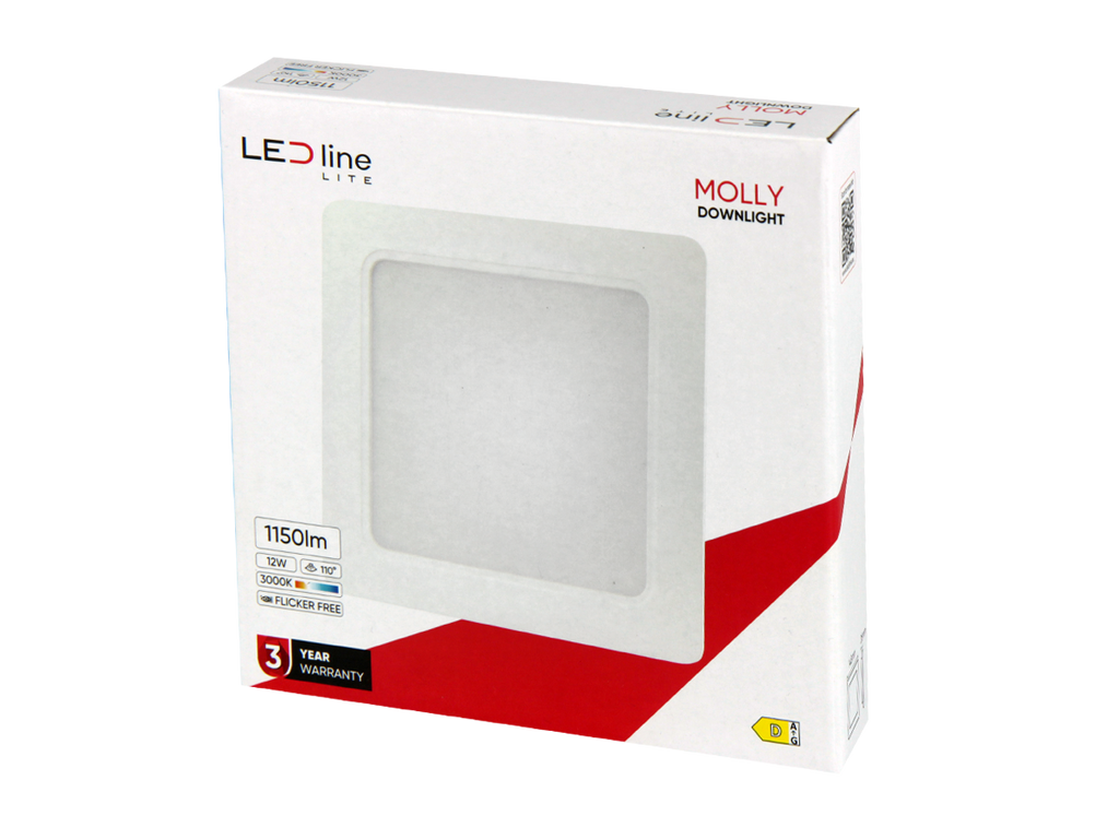Downlight MOLLY 3000K 12W 1150lm vierkant IP20 Wit LITE