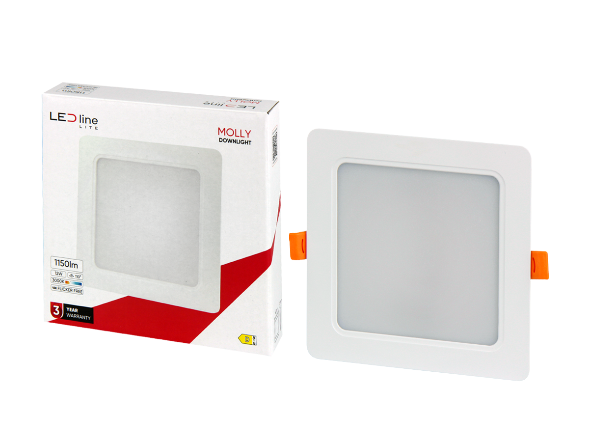 Downlight MOLLY 3000K 12W 1150lm vierkant IP20 Wit LITE