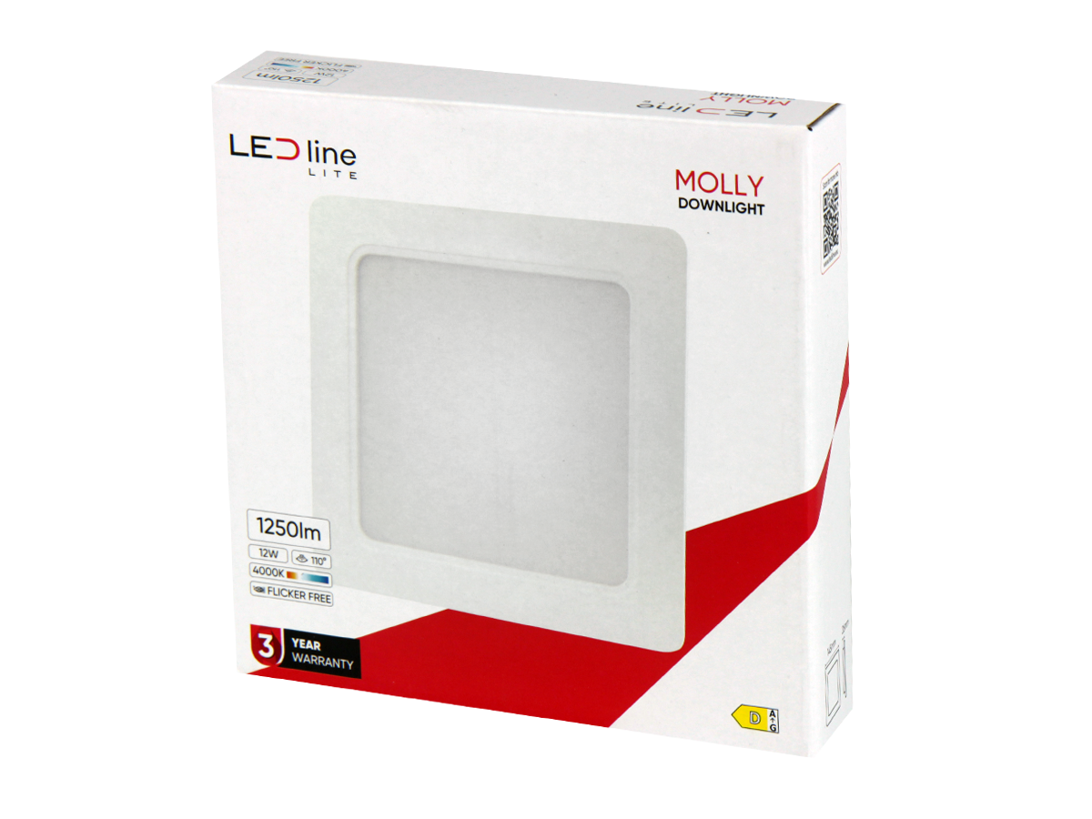 Downlight MOLLY 4000K 12W 1250lm vierkant IP20 Wit LITE