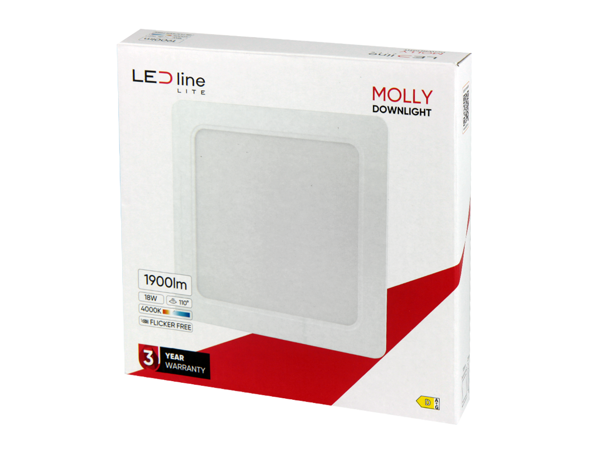 Downlight MOLLY 4000K 18W 1900lm vierkant IP20 Wit LITE