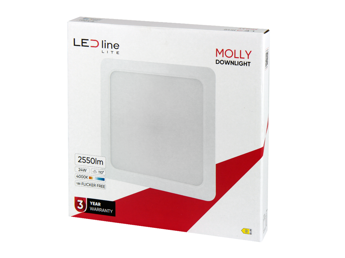 Downlight MOLLY 4000K 24W 2550lm vierkant IP20 Wit LITE