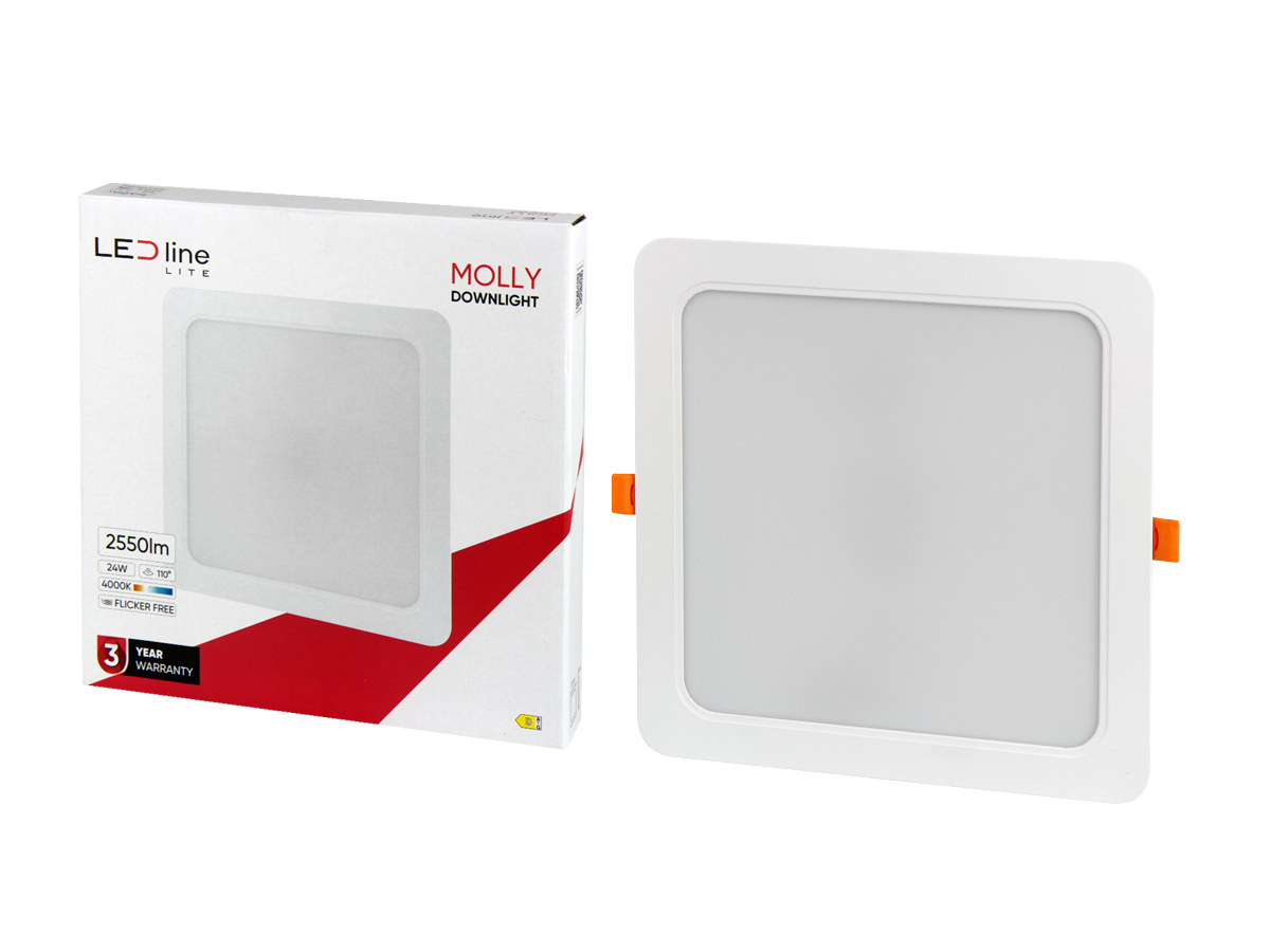 Downlight MOLLY 4000K 24W 2550lm vierkant IP20 Wit LITE