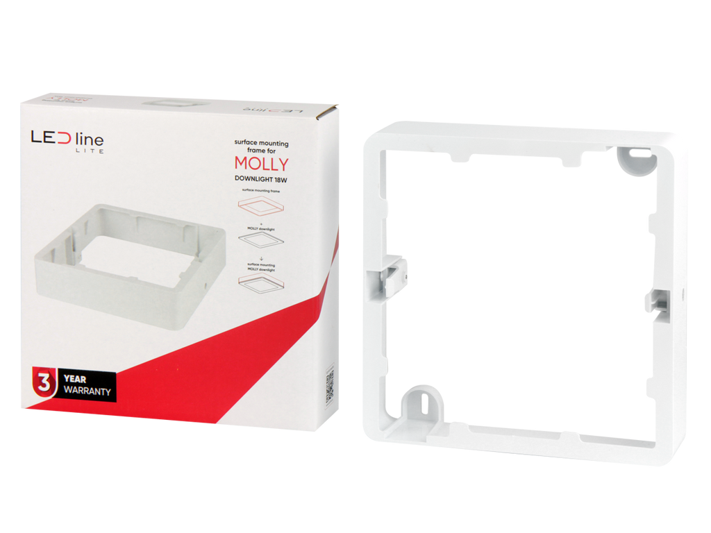 Downlight MOLLY Vierkante inbouwlijst voor opbouwmontage 18W wit LITE