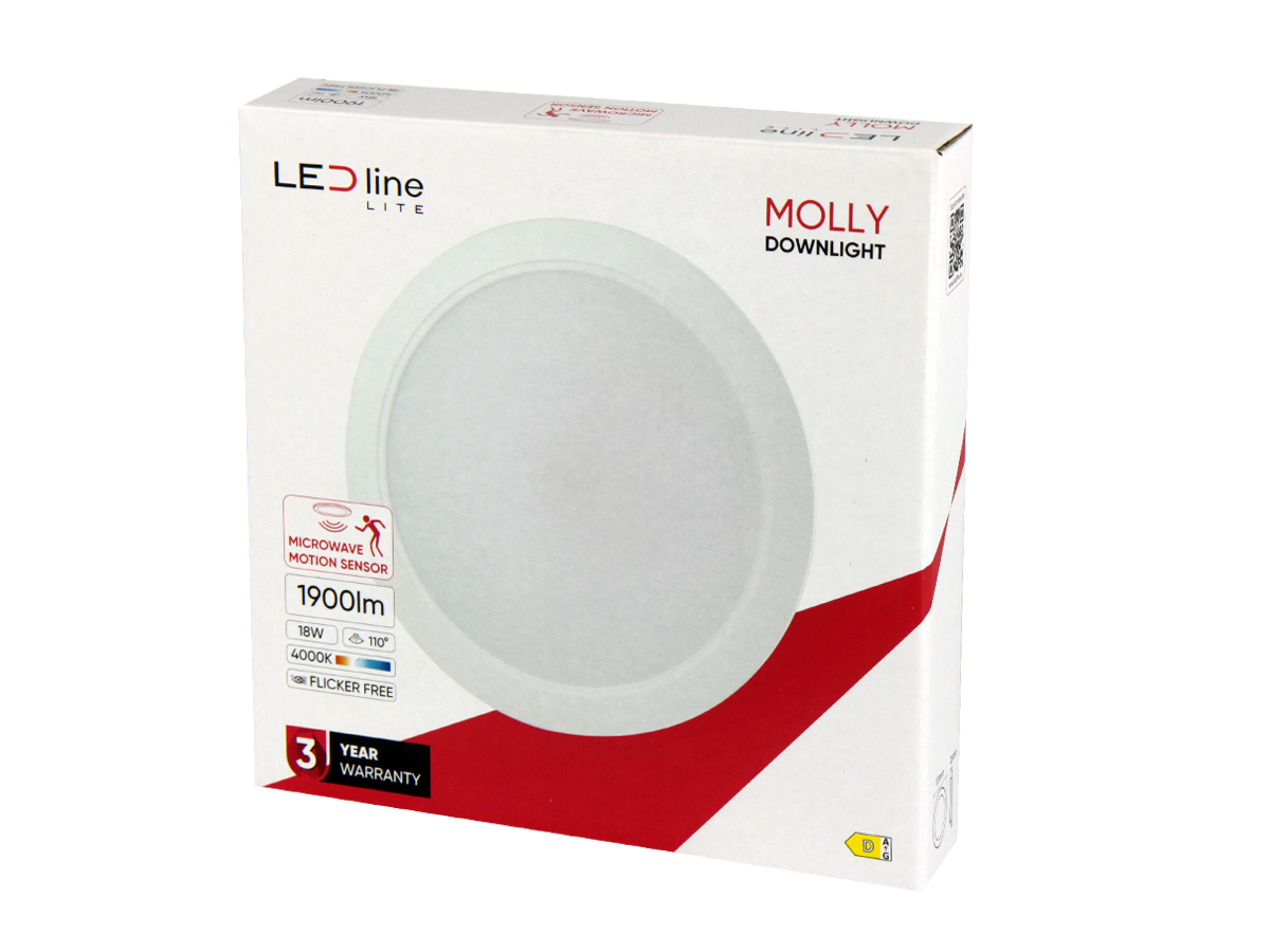 Downlight MOLLY 4000K 18W 1900lm rond IP20 Wit LITE bewegingssensor