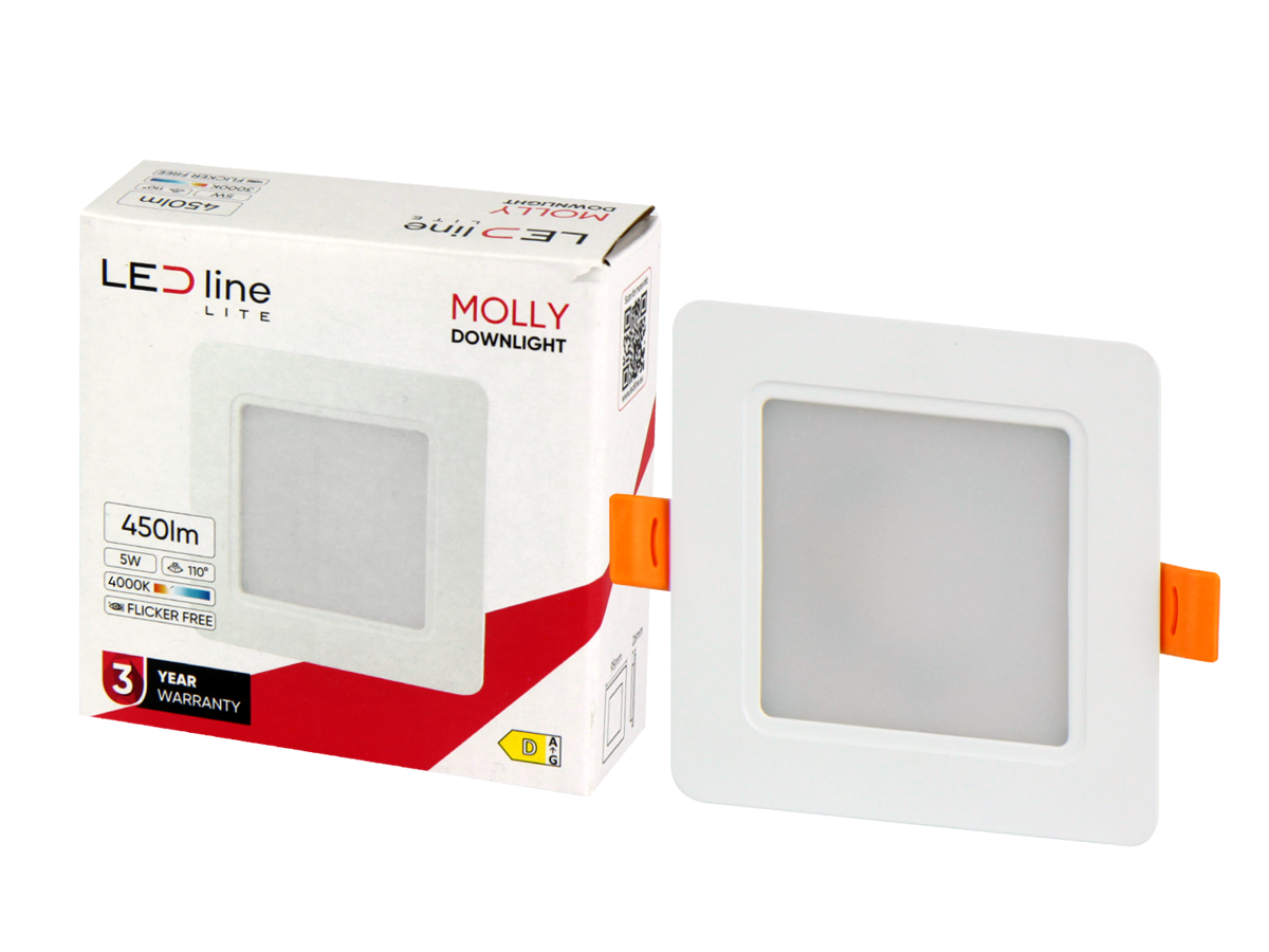 Downlight MOLLY 4000K 5W 500lm vierkant IP20 Wit LITE
