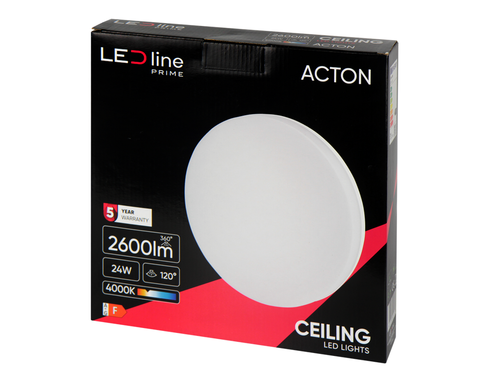 Plafonlamp ACTON 4000K 24W 2600lm rond IP54 wit PRIME