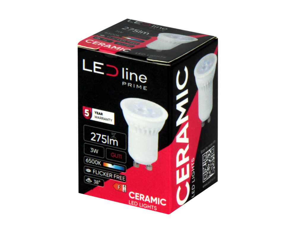LED-lamp GU11 6500K 3W 330lm 230V 38° GU10 Keramiek PRIME