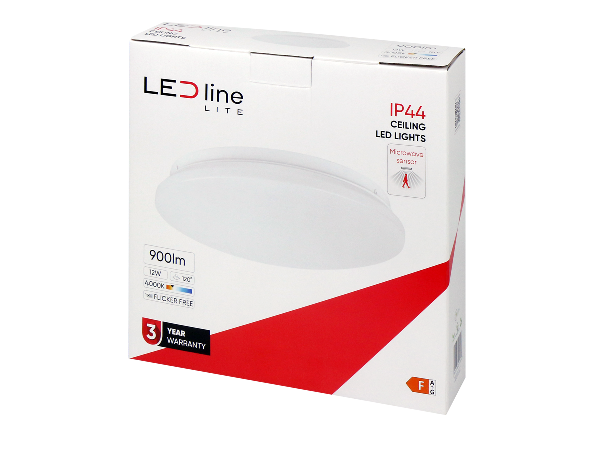 Plafonlamp 4000K 12W 960lm rond IP44 wit LITE bewegingssensor