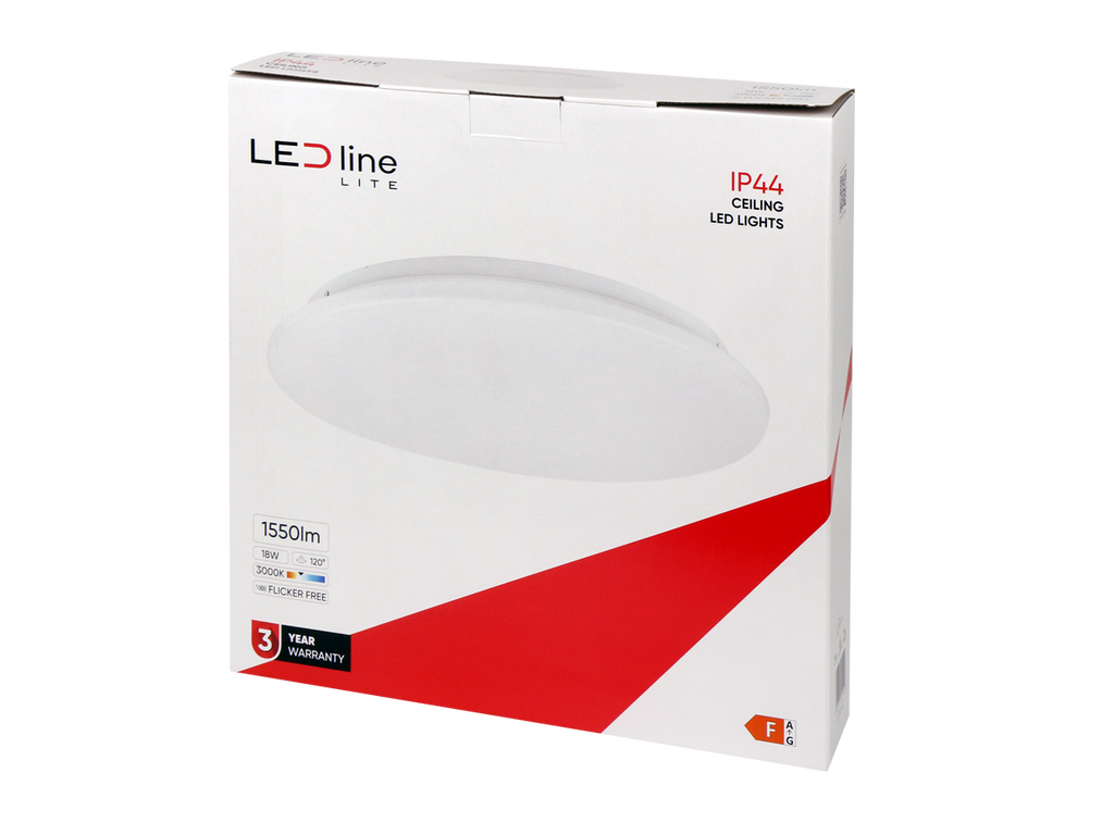 Plafonlamp 3000K 18W 1450lm rond IP44 wit LITE