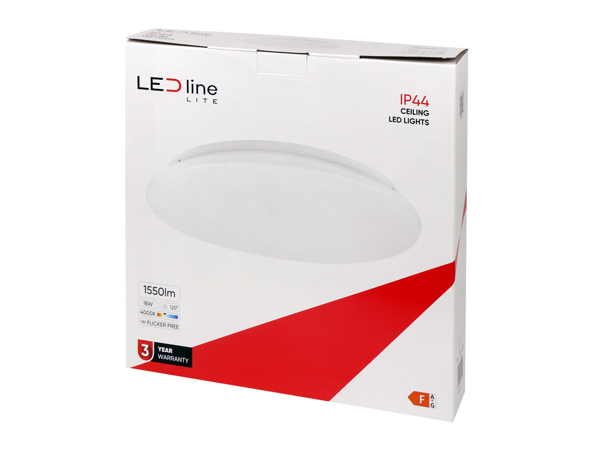 Plafonlamp 4000K 18W 1550lm rond IP44 wit LITE