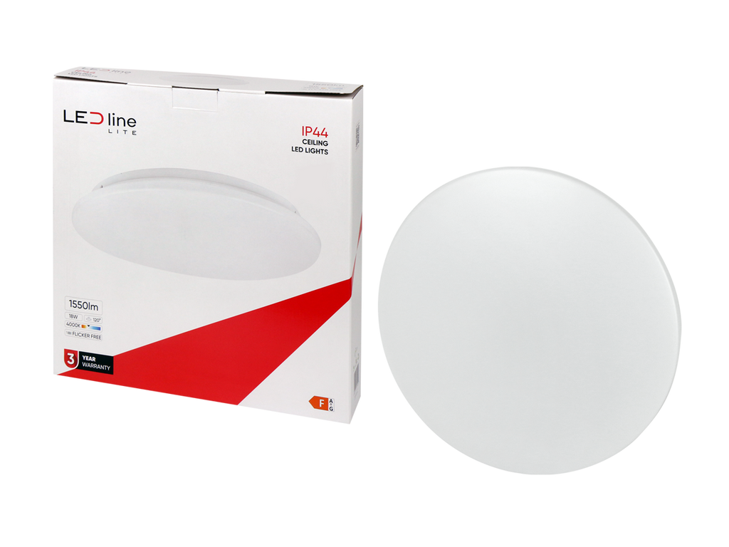 Plafonlamp 4000K 18W 1550lm rond IP44 wit LITE