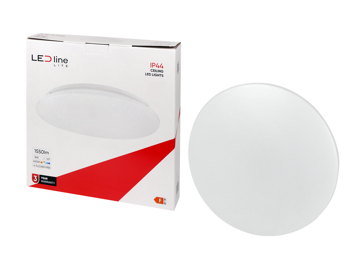 Plafonlamp 4000K 18W 1550lm rond IP44 wit LITE