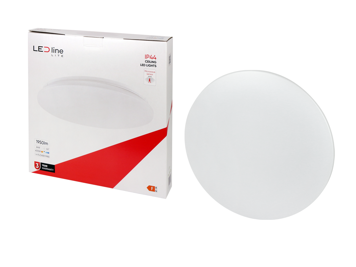 Plafonlamp 4000K 24W 1950lm rond IP44 wit LITE bewegingssensor