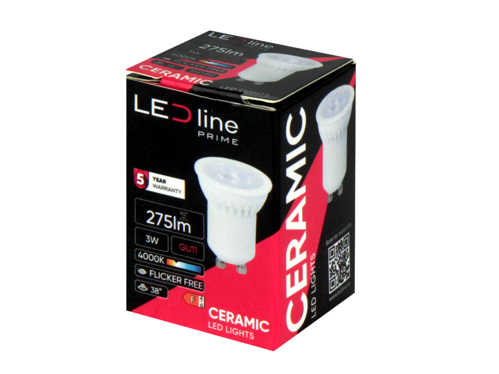 LED-lamp GU11 4000K 3W 330lm 230V 38° GU10 Keramiek PRIME