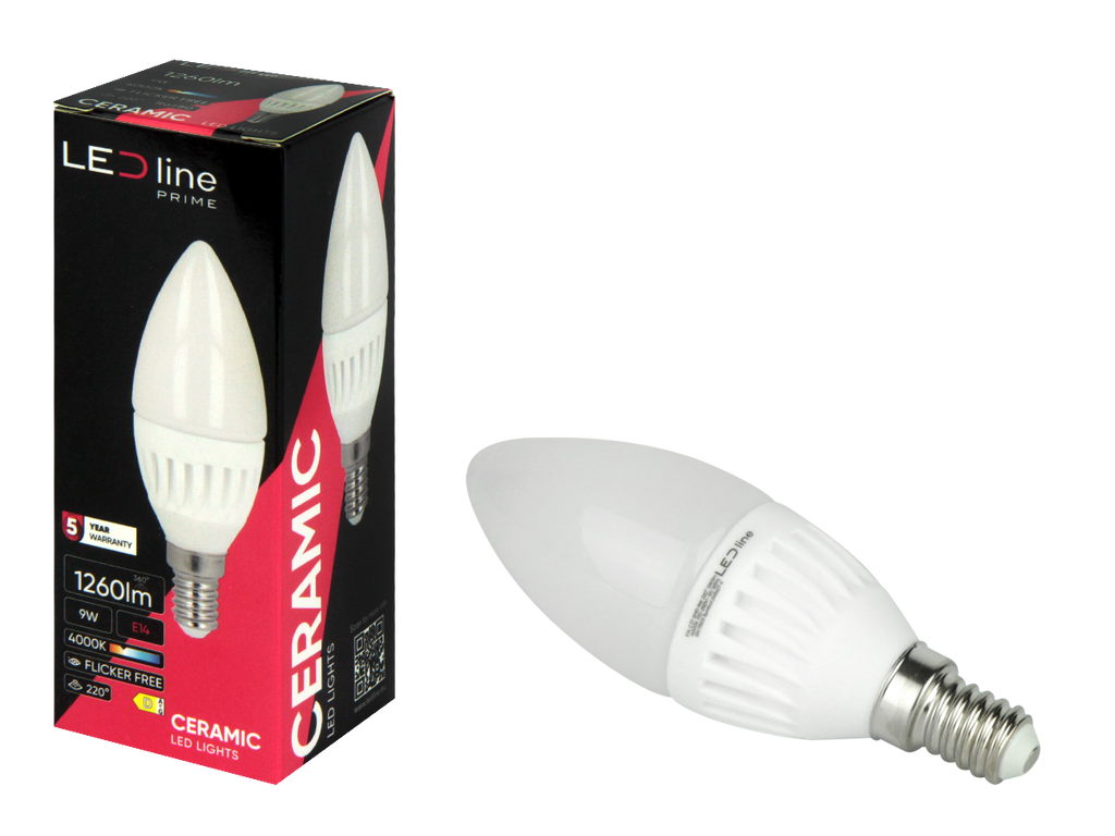 LED-lamp E14 4000K 9W 1170lm 230V 220 ° C37 DIM Keramische prime