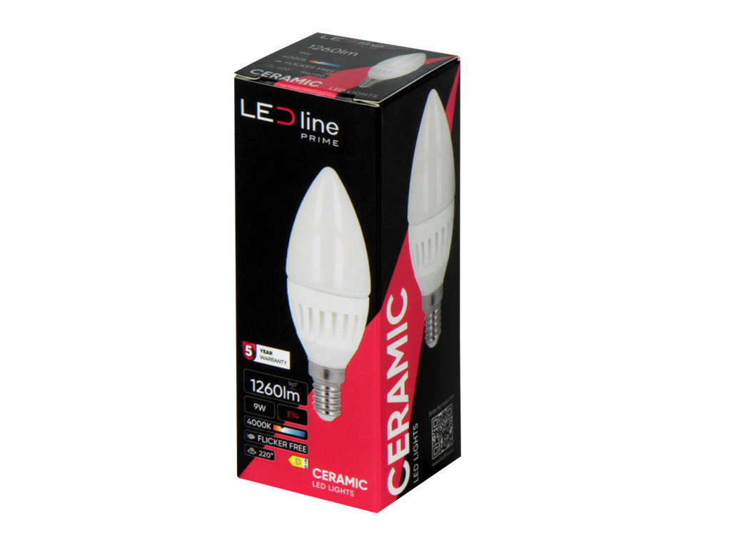 LED-lamp E14 4000K 9W 1170lm 230V 220 ° C37 DIM Keramische prime