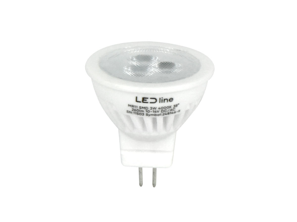 LED-lamp MR11 4000K 3W 330lm 10-14V AC/DC 38° GU5.3 Keramiek PRIME