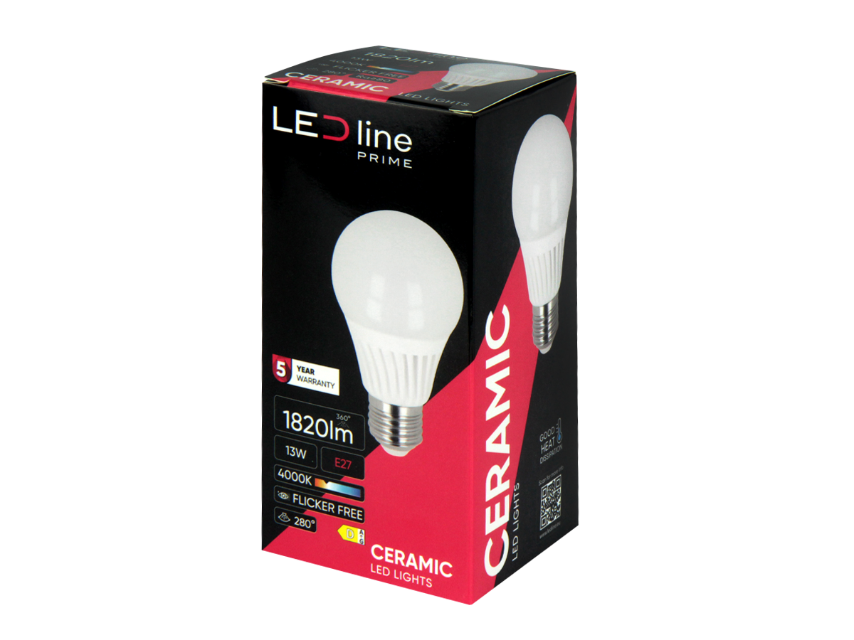 LED line Lamp E27 4000K 13W 1820lm 230V 280° A65 Keramiek PRIME