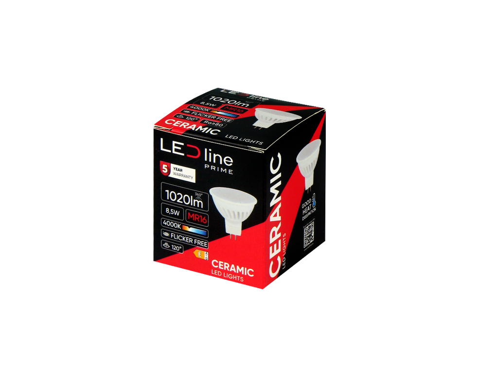 MR16 4000K 8,5W 1020lm 10-18V AC/DC 120 ° GU5.3 Keramiek PRIME