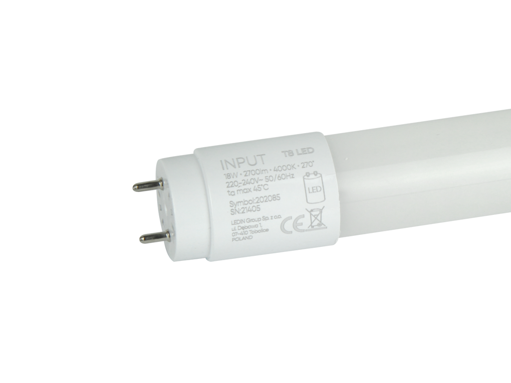 LED-buis T8 G13 4000K 18W 2700lm 230V 270° 120cm Glas PRIME (Zonder brug)
