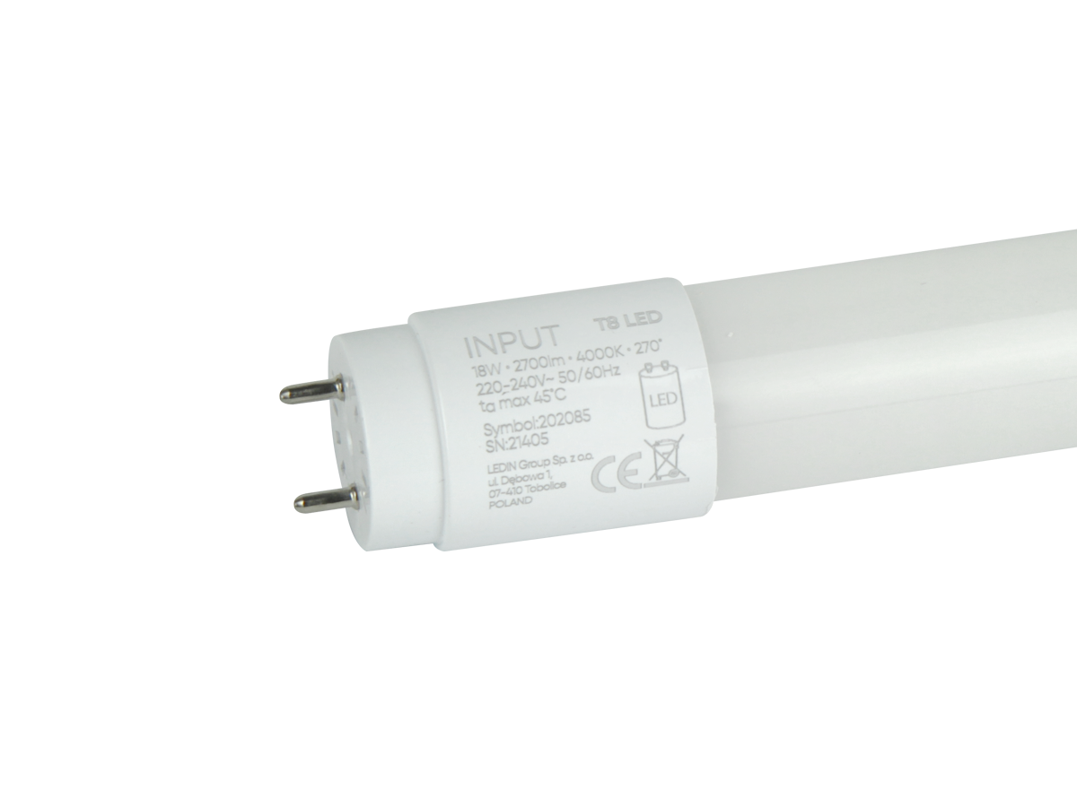 LED-buis T8 G13 4000K 18W 2700lm 230V 270° 120cm Glas PRIME (Zonder brug)