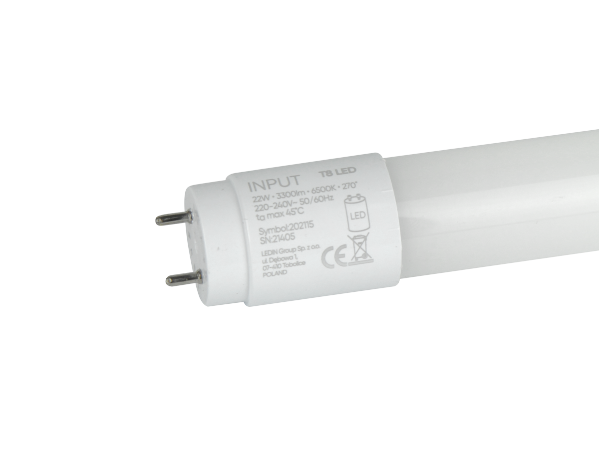 LED lamp T8 G13 6500K 22W 3300lm 230V 270 ° PRIME glas