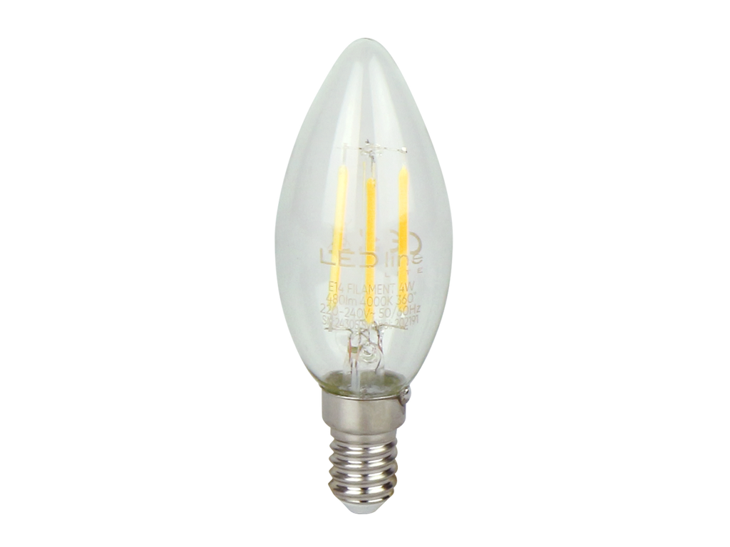LED-lamp E14 4000K 4W 480lm 230V 360 ° FILAMENT C35 LITE Glas