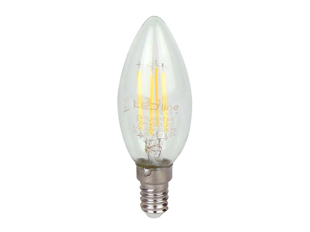 LED-lamp E14 4000K 6W 720lm 230V 360 ° FILAMENT C35 LITE Glas