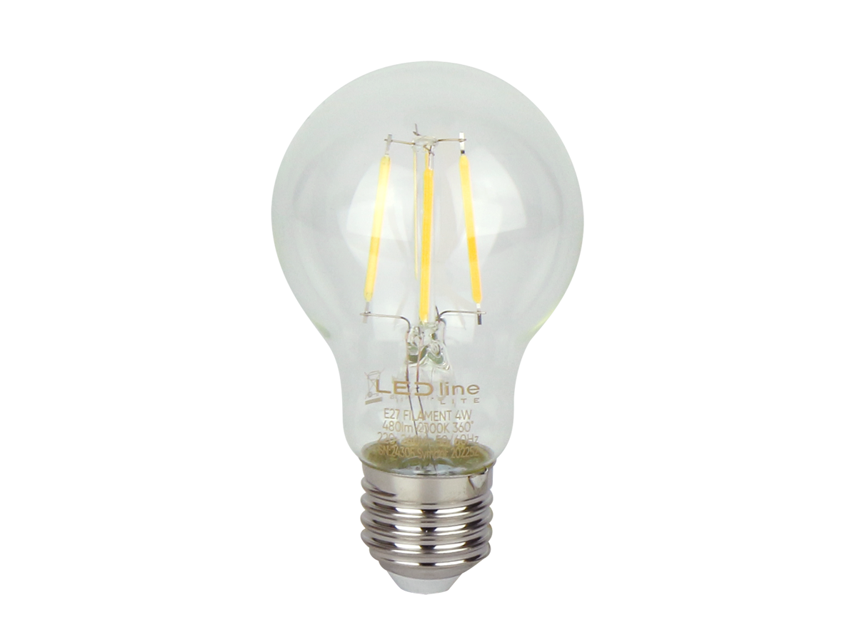 LED-lamp E27 2700K 4W 480lm 230V 360° FILAMENT A60 Glas LITE