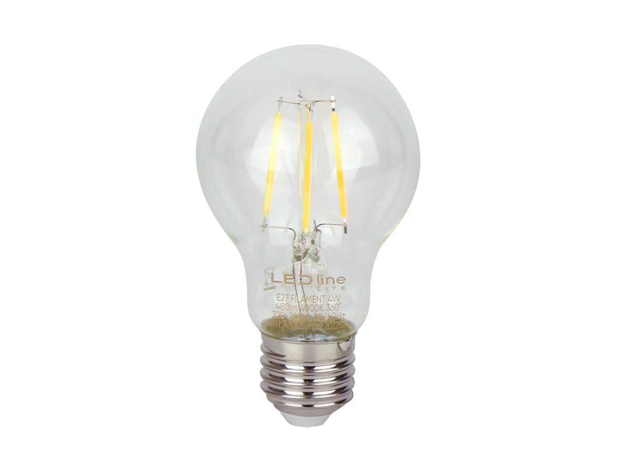LED-lamp E27 4000K 4W 480lm 230V 360° FILAMENT A60 Glas LITE
