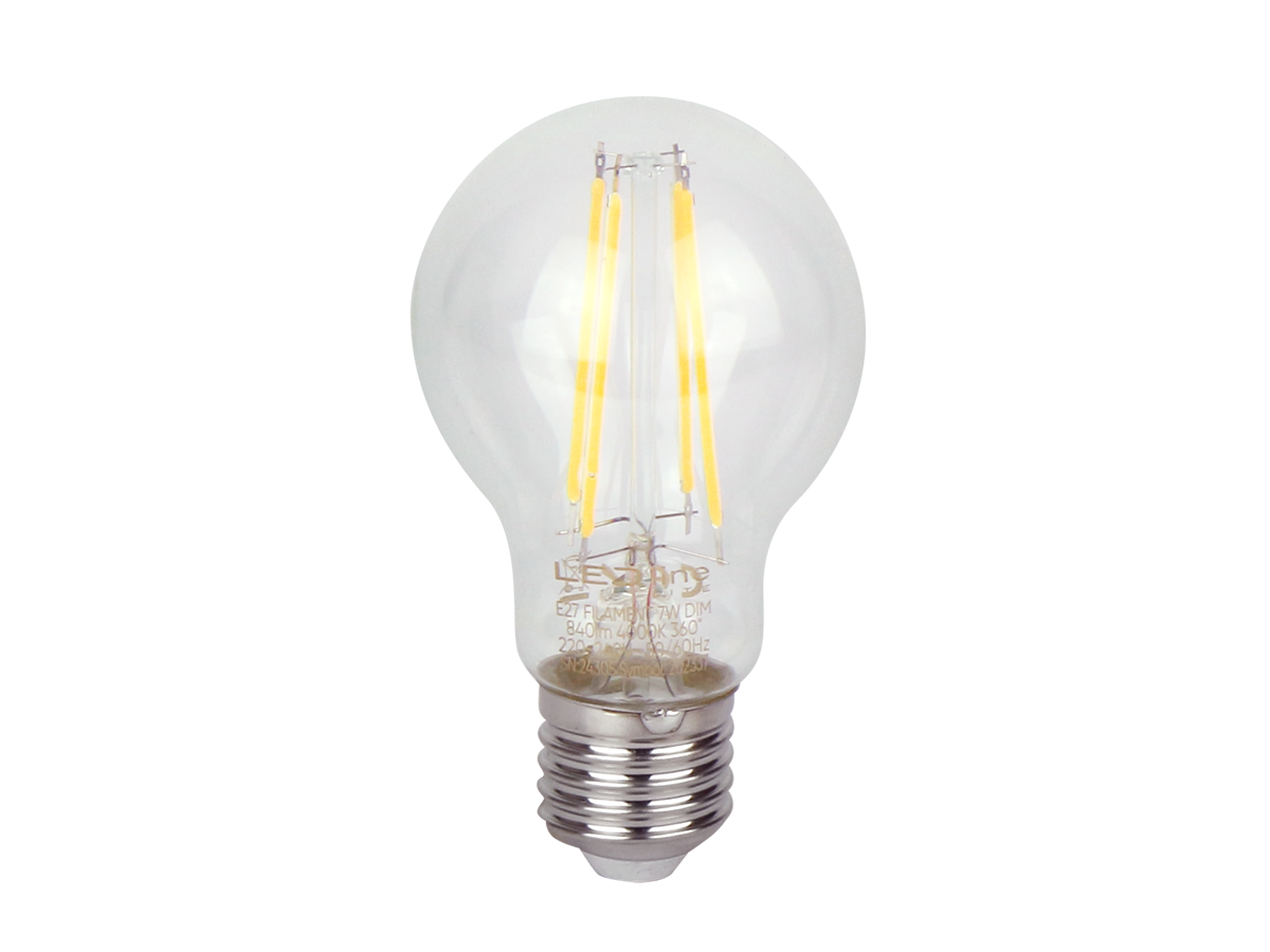 LED-lamp E27 4000K 7W 840lm 230V 360 ° FILAMENT A60 SIM Glass LITE