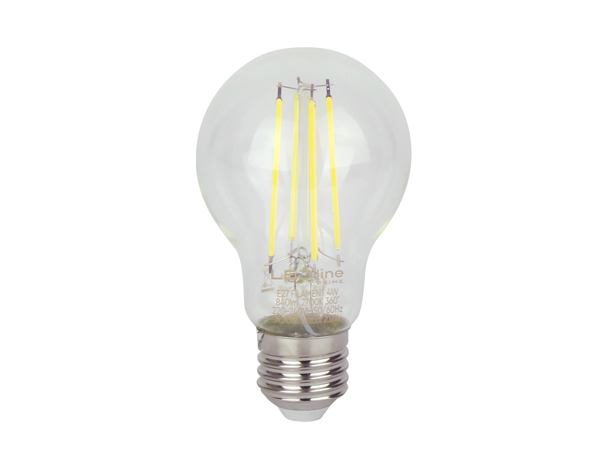 LED-lamp E27 4000K 4W 840lm 230V 360° FILAMENT A60 Glas PRIME