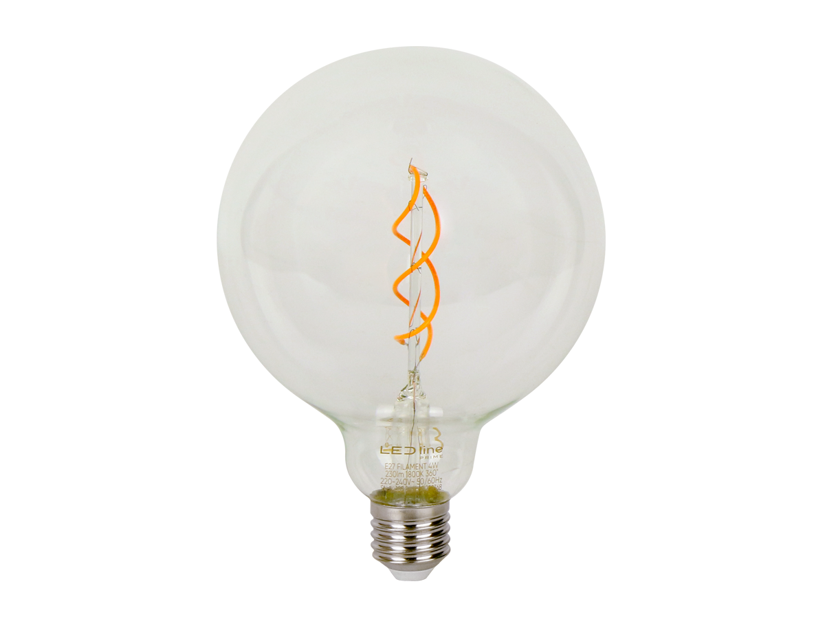 LED-lamp E27 1800K 4W 230lm 230V 360 ° FILAMENT G125 DIM Glazen prime