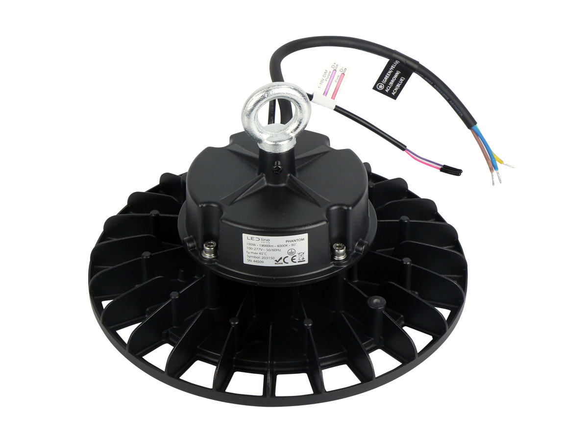 Highbay Armatuur PHANTOM 4000K 100W 19000lm 60° IP65 zwart PRIME 1-10V