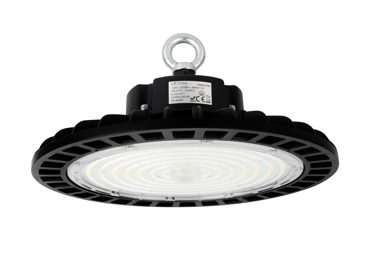 Highbay Armatuur PHANTOM 4000K 150W 28500lm 120° IP65 zwart PRIME DALI