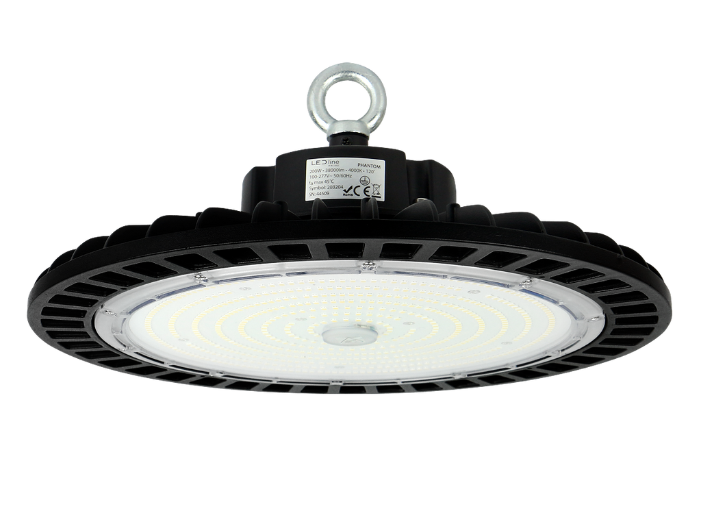 Highbay Armatuur PHANTOM 4000K 200W 38000lm 60° IP65 zwart PRIME 1-10V