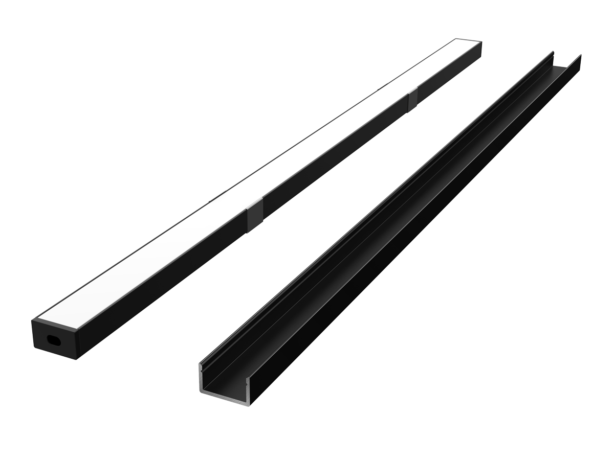 Zwart aluminium oppervlak profiel 2m - PRIME set