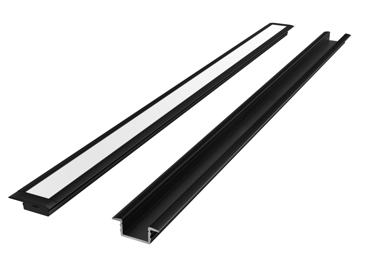 Inbouw aluminium profiel zwart 2m - PRIME set