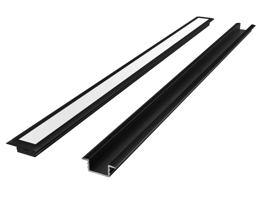 Inbouw aluminium profiel zwart 3m - PRIME set