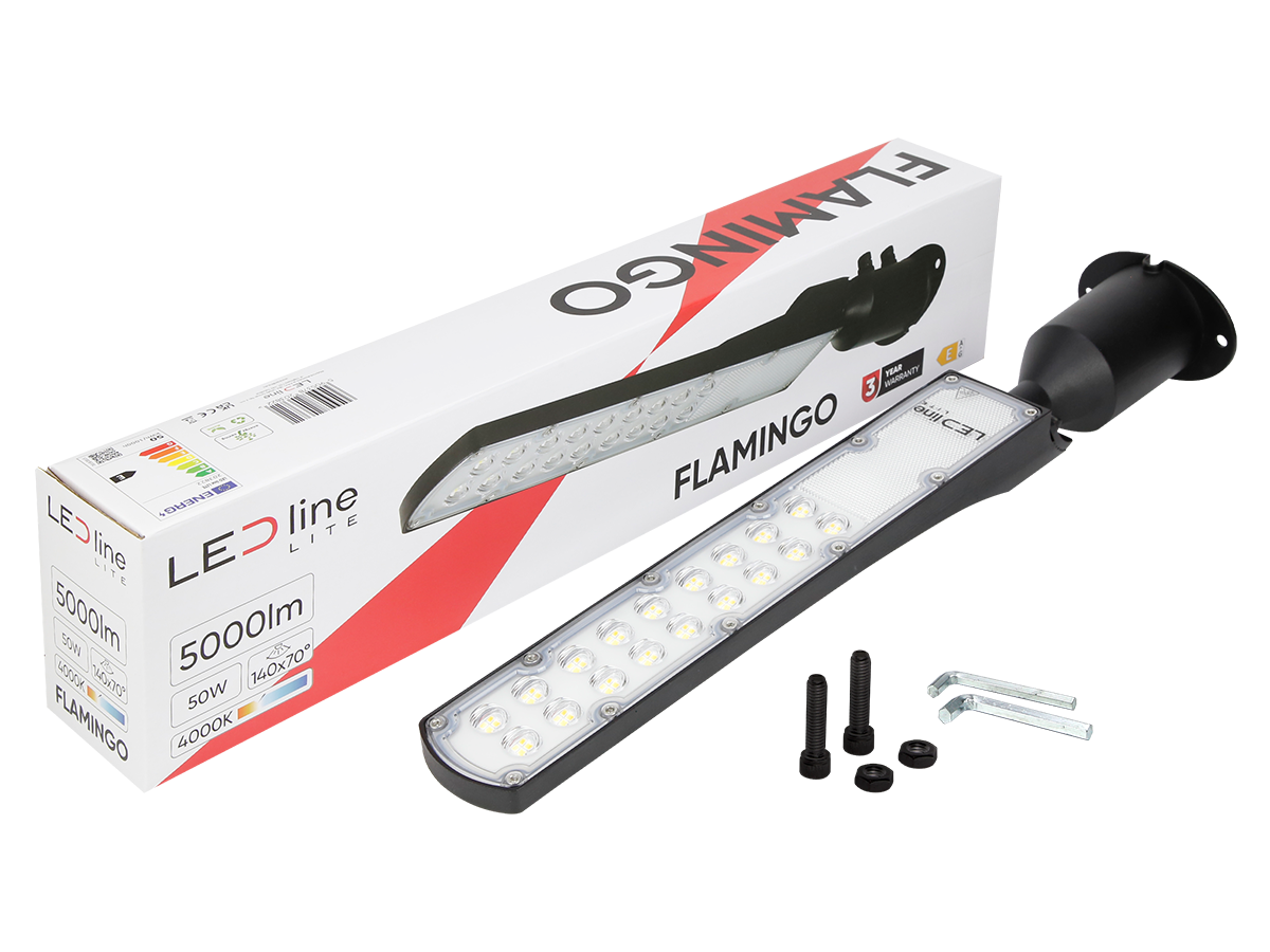 Wegarmatuur FLAMINGO 4000K 50W 5000lm IP65 zwart LITE