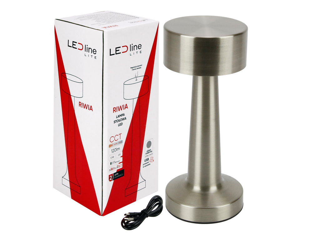 Tafellamp RIWIA 1.0W 120lm CCT zilver 1.8Ah