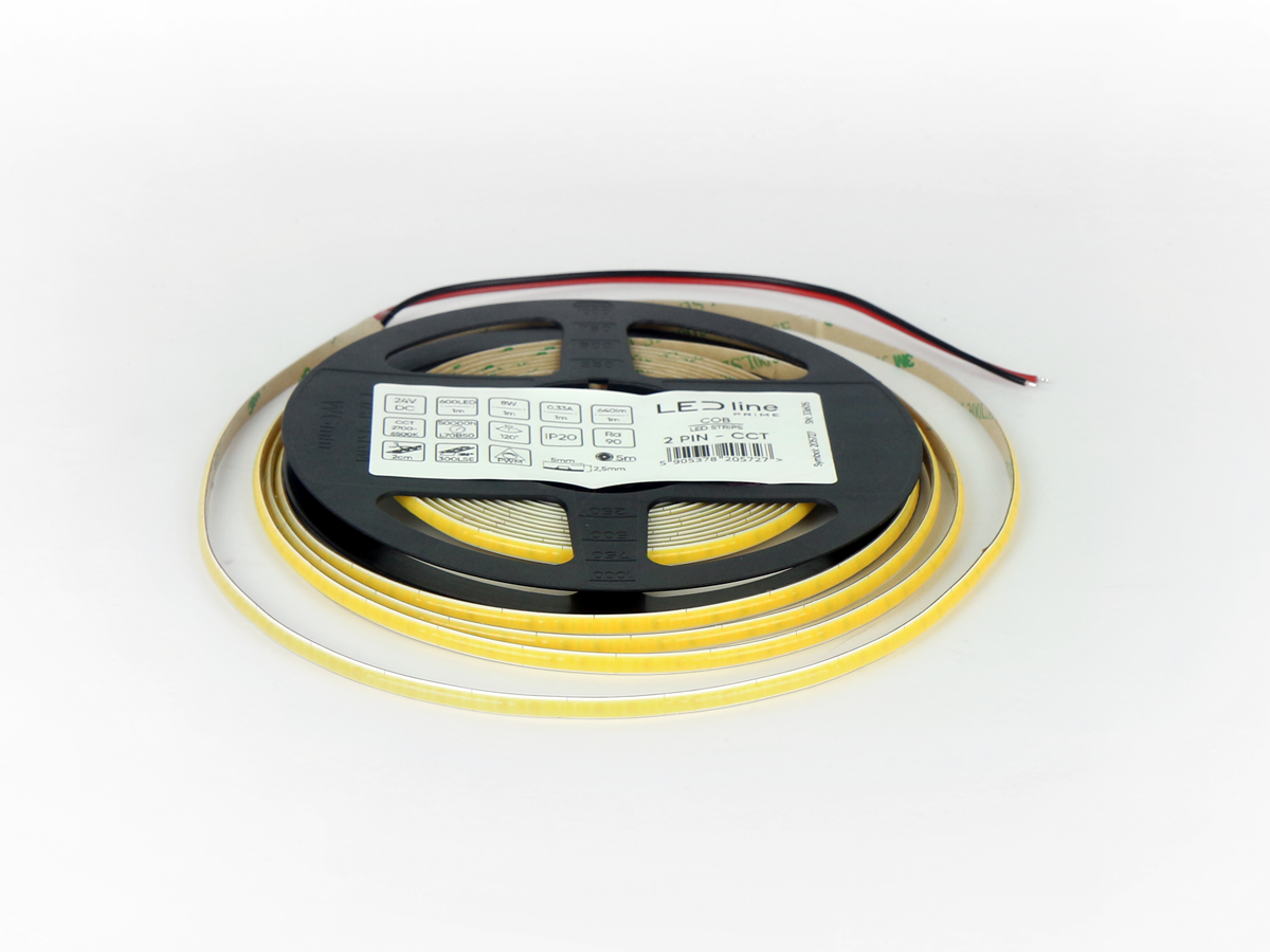 LED-strip 600 COB 24V 2700K-6500K CCT 8W IP20 2PIN 5mm 640lm/m PRIME