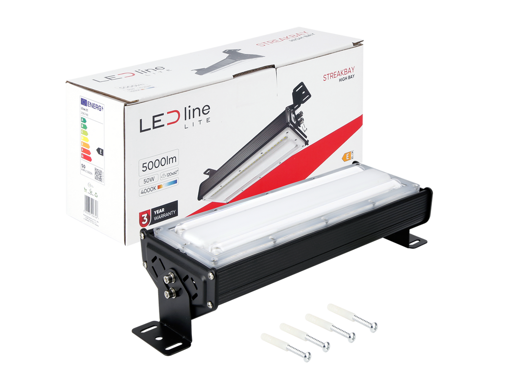 Highbay Armatuur STREAKBAY 4000K 50W 5000lm 120x60° IP65 zwart LITE