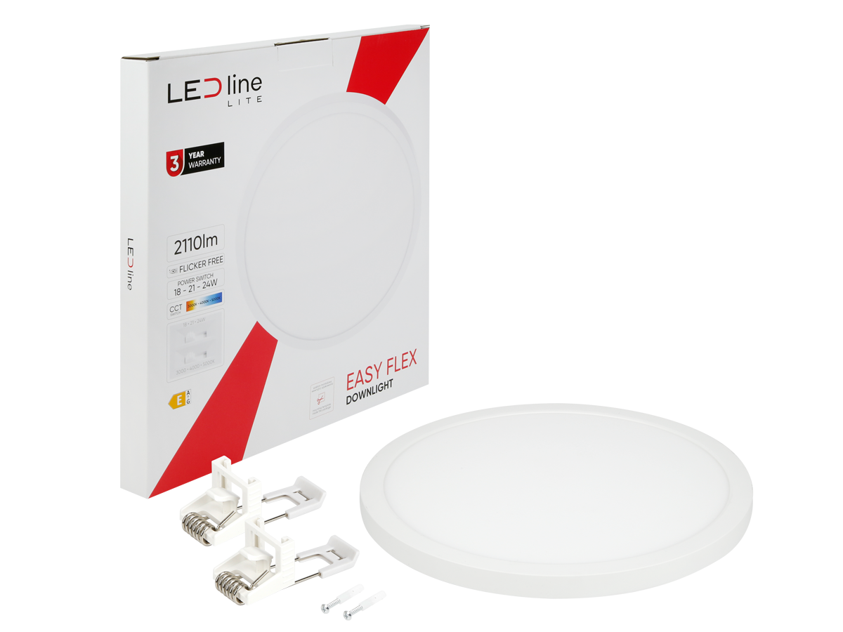 Downlight EASY FLEX 3CCT(3K/4K/5K) 18/21/24W 2110lm rond IP20 Wit LITE
