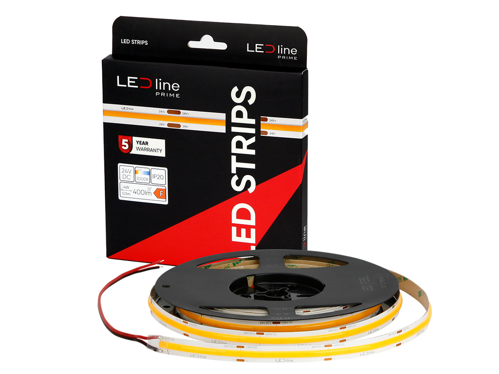 LED tape 320 COB 24V 3000K 8W IP20 8mm 5m 800lm/m PRIME