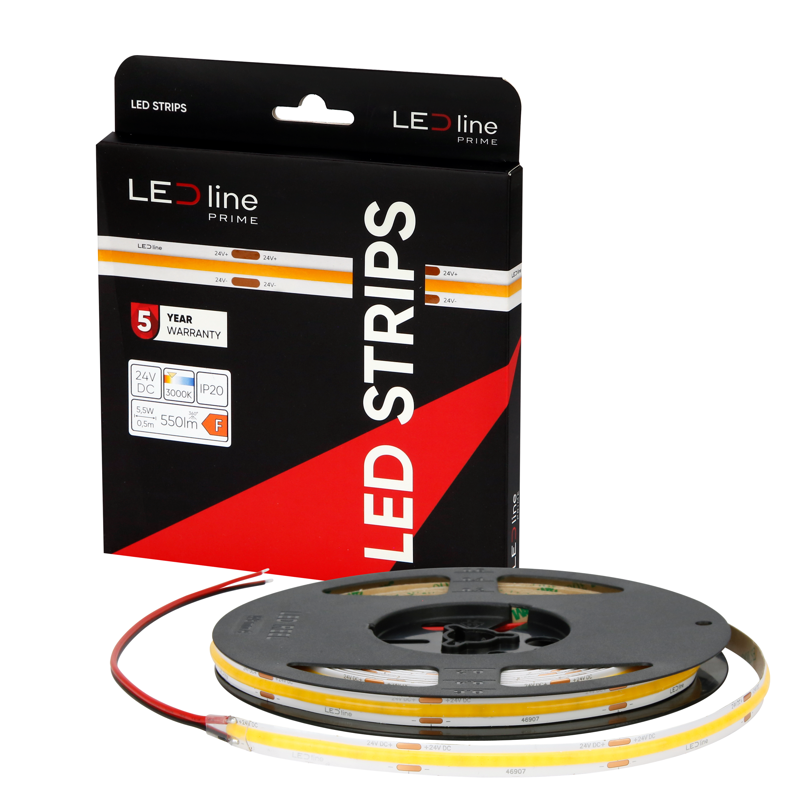 LED-strip 480 COB 24V 3000K 11W IP20 8mm 5m 1100lm/m PRIME