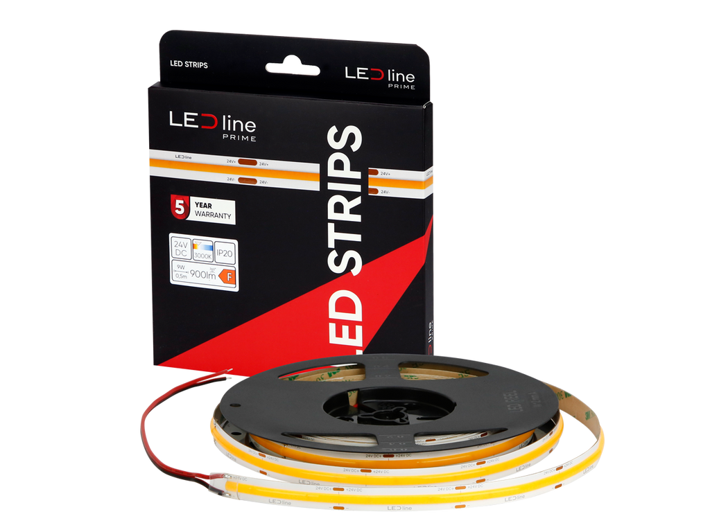 LED-strip 480 COB 24V 3000K 18W IP20 10mm 5m 1800lm/m PRIME