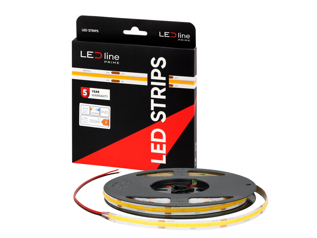 LED tape 320 COB 24V 3000K 5W IP20 8mm 5m 500lm/m PRIME