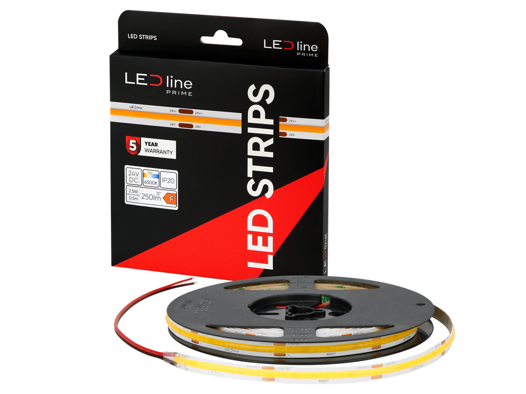 LED tape 320 COB 24V 6500K 5W IP20 8mm 5m 500lm/m PRIME